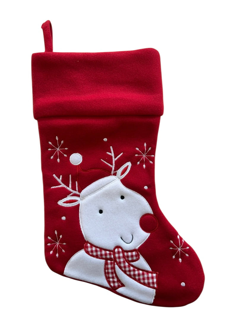 Christmas Stocking - Red - Penguin, Reindeer & Snowman designs