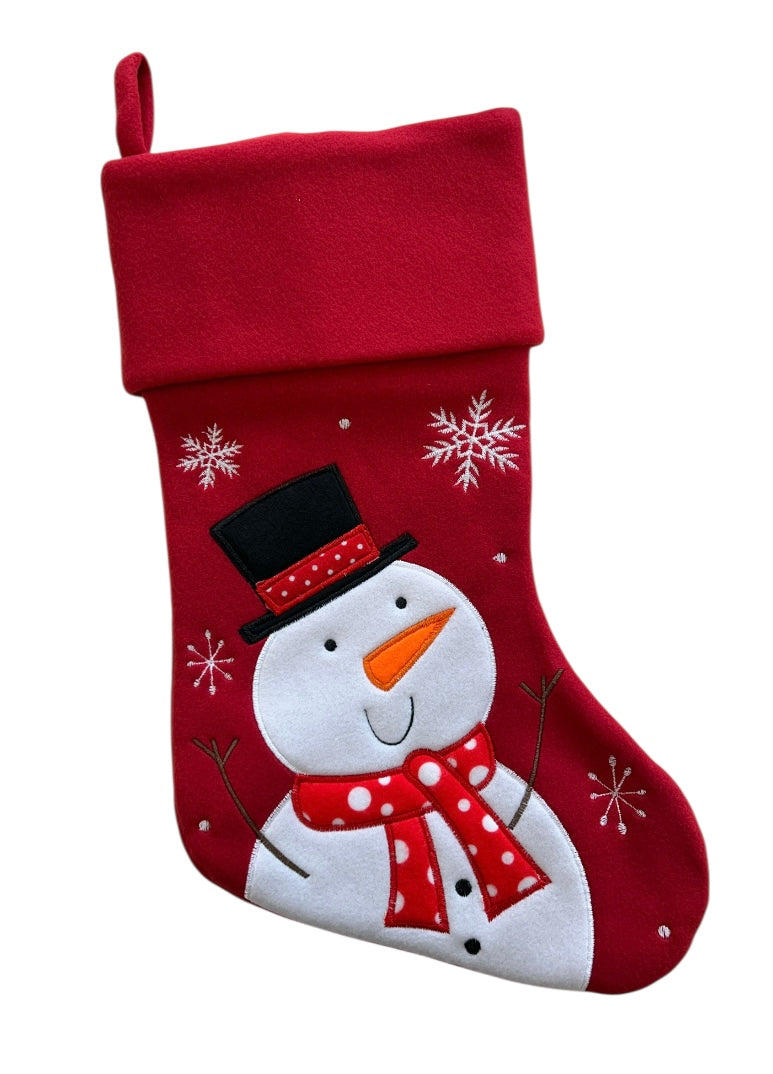 Christmas Stocking - Red - Penguin, Reindeer & Snowman designs