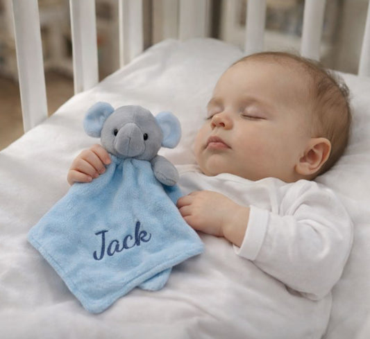 Blue Elephant personalised baby Comforter blanket