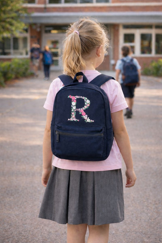 Children's Backpack personalised with Floral initial Design