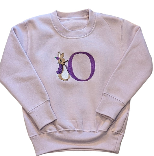 Pastel Colours Personalised Kids Jumper Initial & Rabbit - Various Colours