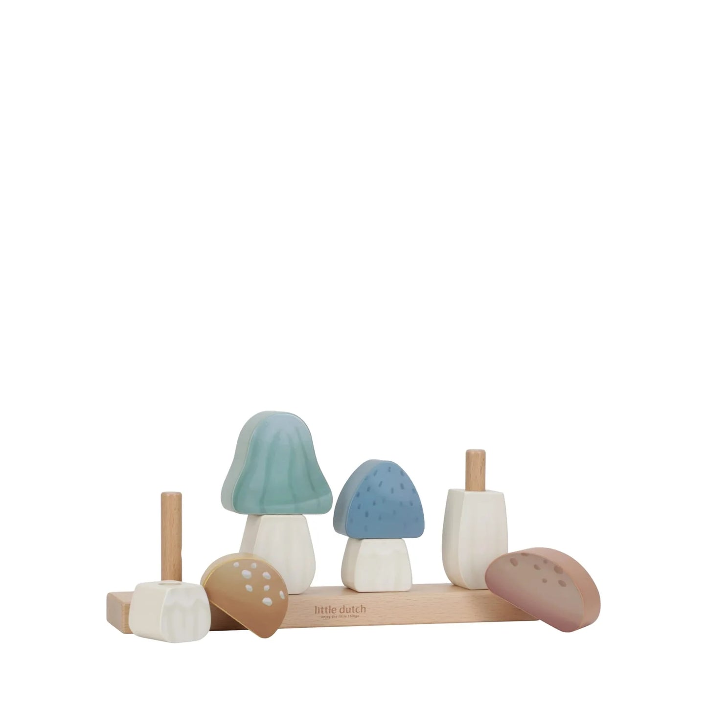 Stacking wooden mushrooms by Little Dutch
