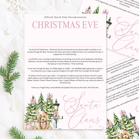 Official Nice List personalised kids Christmas Santa letter Pink