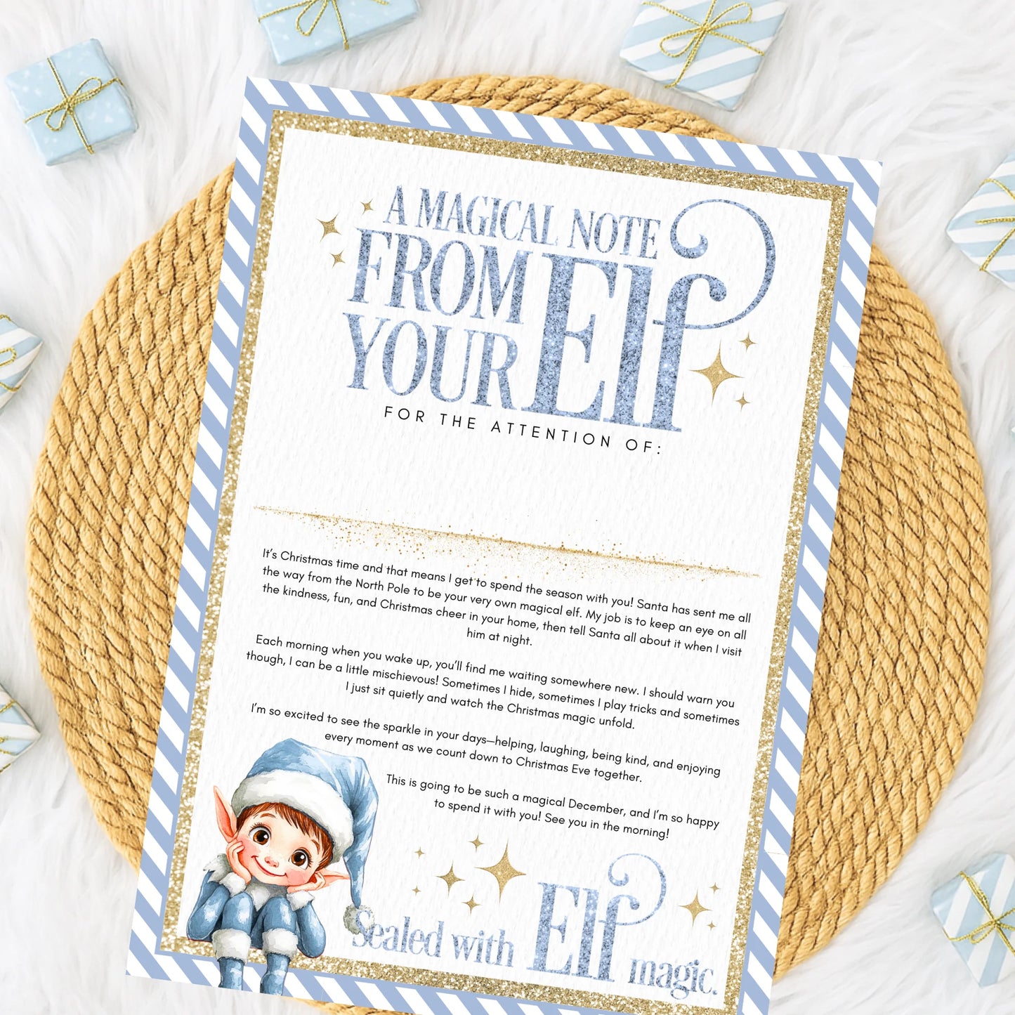 A Letter from your Elf Christmas Santa letter (various Colours)