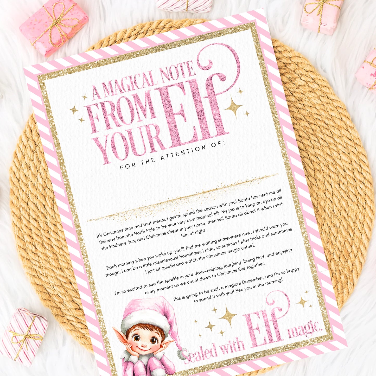 A Letter from your Elf Christmas Santa letter (various Colours)