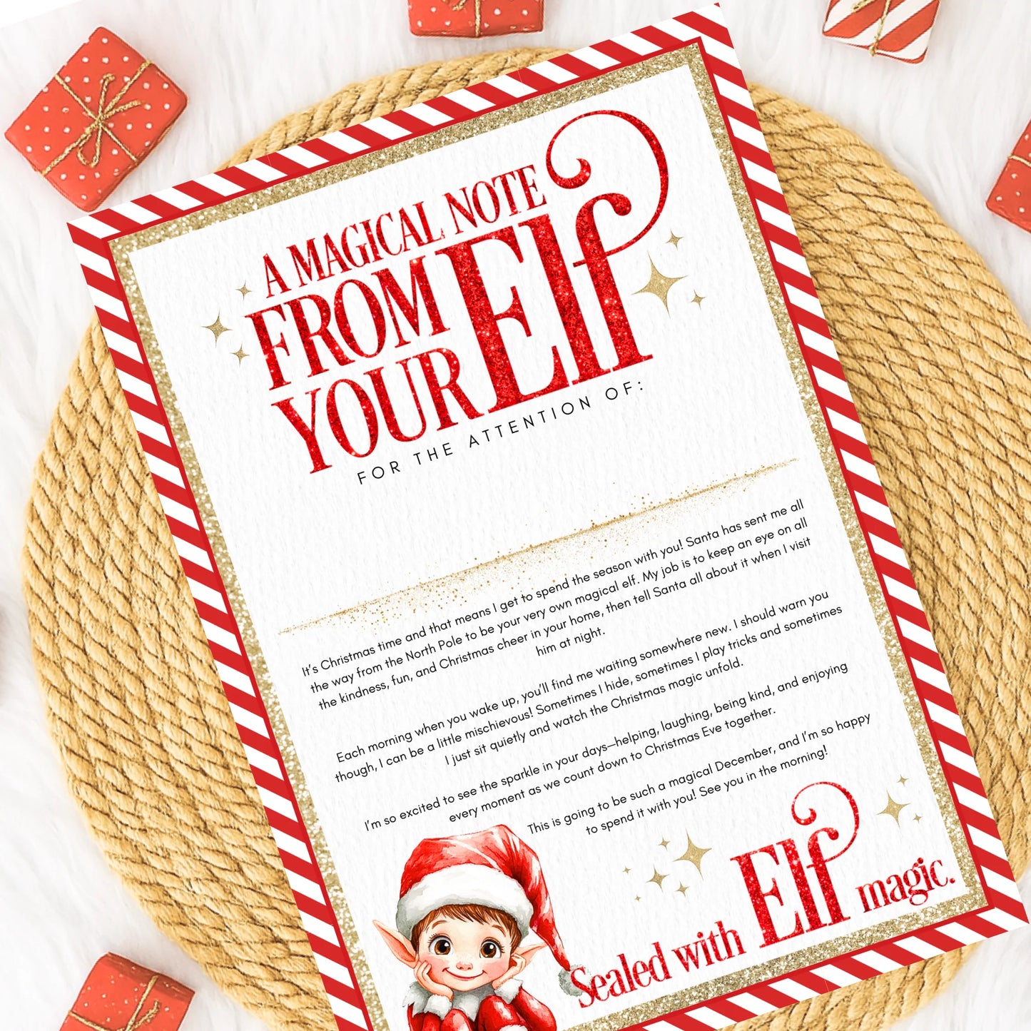 A Letter from your Elf Christmas Santa letter (various Colours)