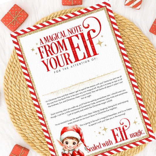 A Letter from your Elf Christmas Santa letter (various Colours)