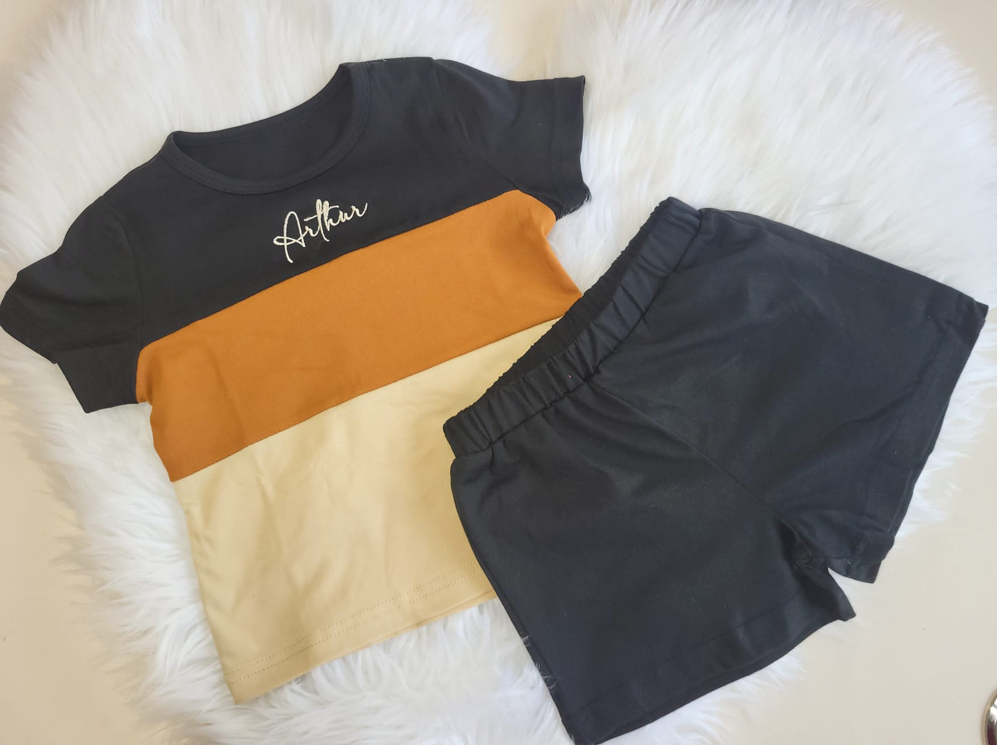 Stripe T-shirt & short set personalised