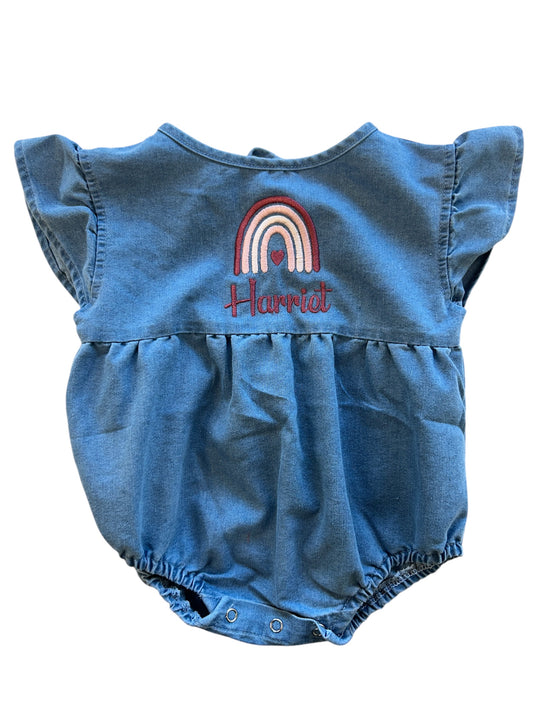 Rainbow Denim summer personalised romper