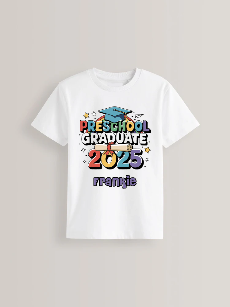 Pre-School Graduate personalised kids t-shirt - Multicoloured design