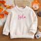 Girls Cream Fluffy Personalised Sweater