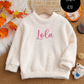 Girls Cream Fluffy Personalised Sweater