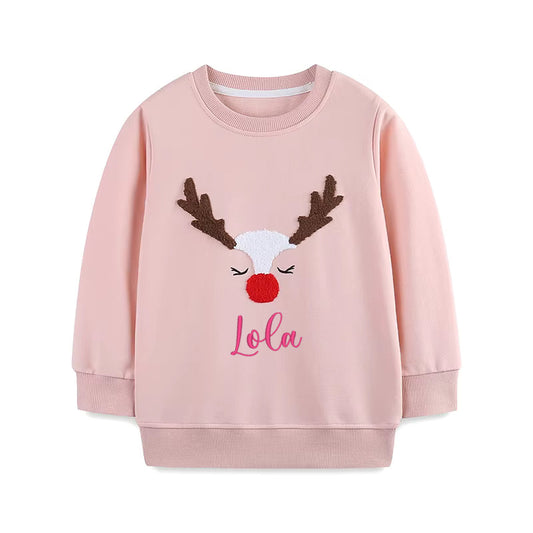 Reindeer Nose Christmas personalised kids sweater