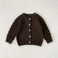 Personalised Girls Knitted Cardigan with Pineapple Sleeve Detail