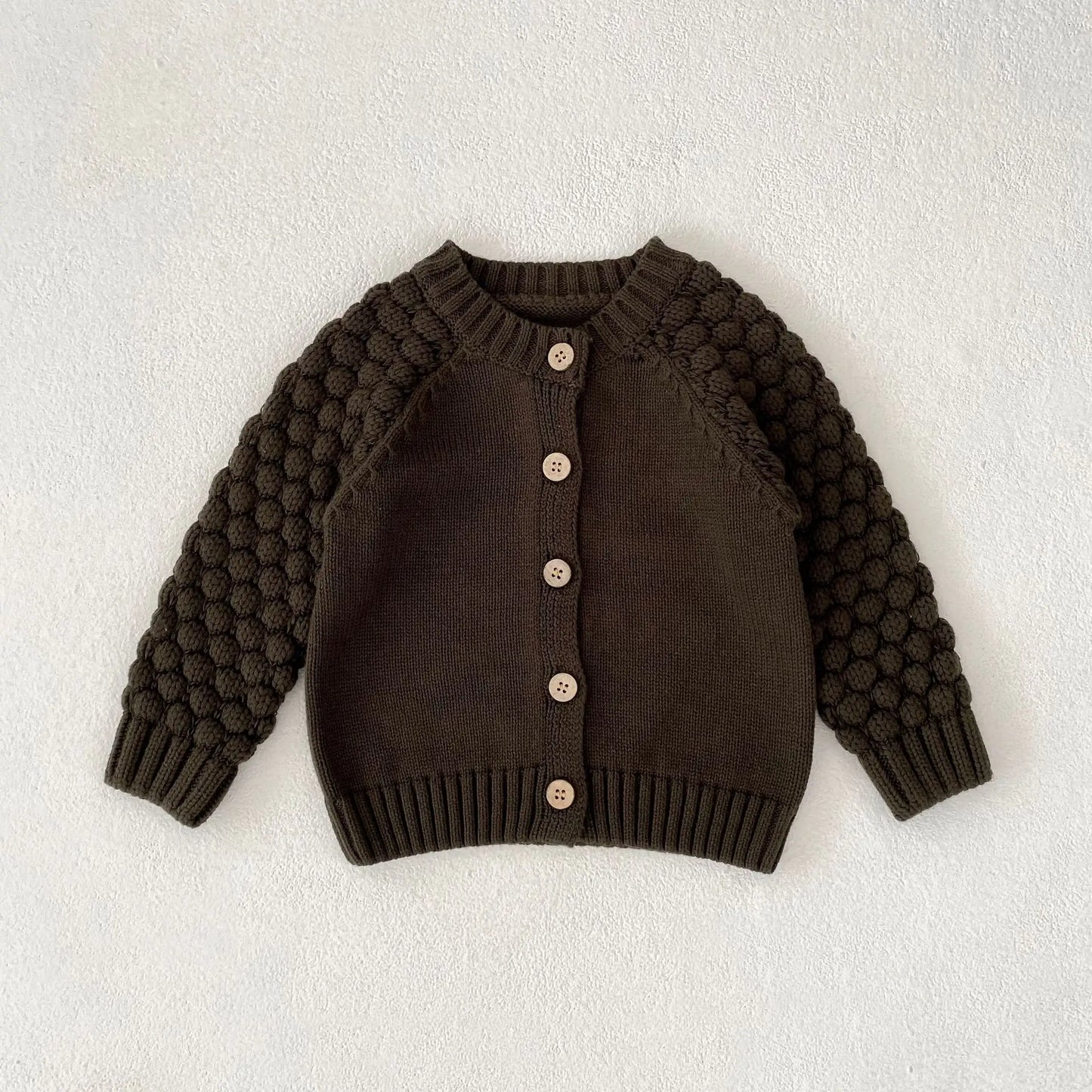 Personalised Girls Knitted Cardigan with Pineapple Sleeve Detail