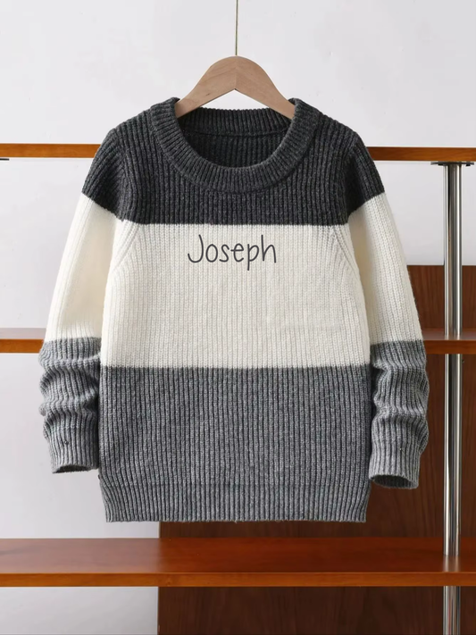 Boys Stripe Knitted personalised kids sweater