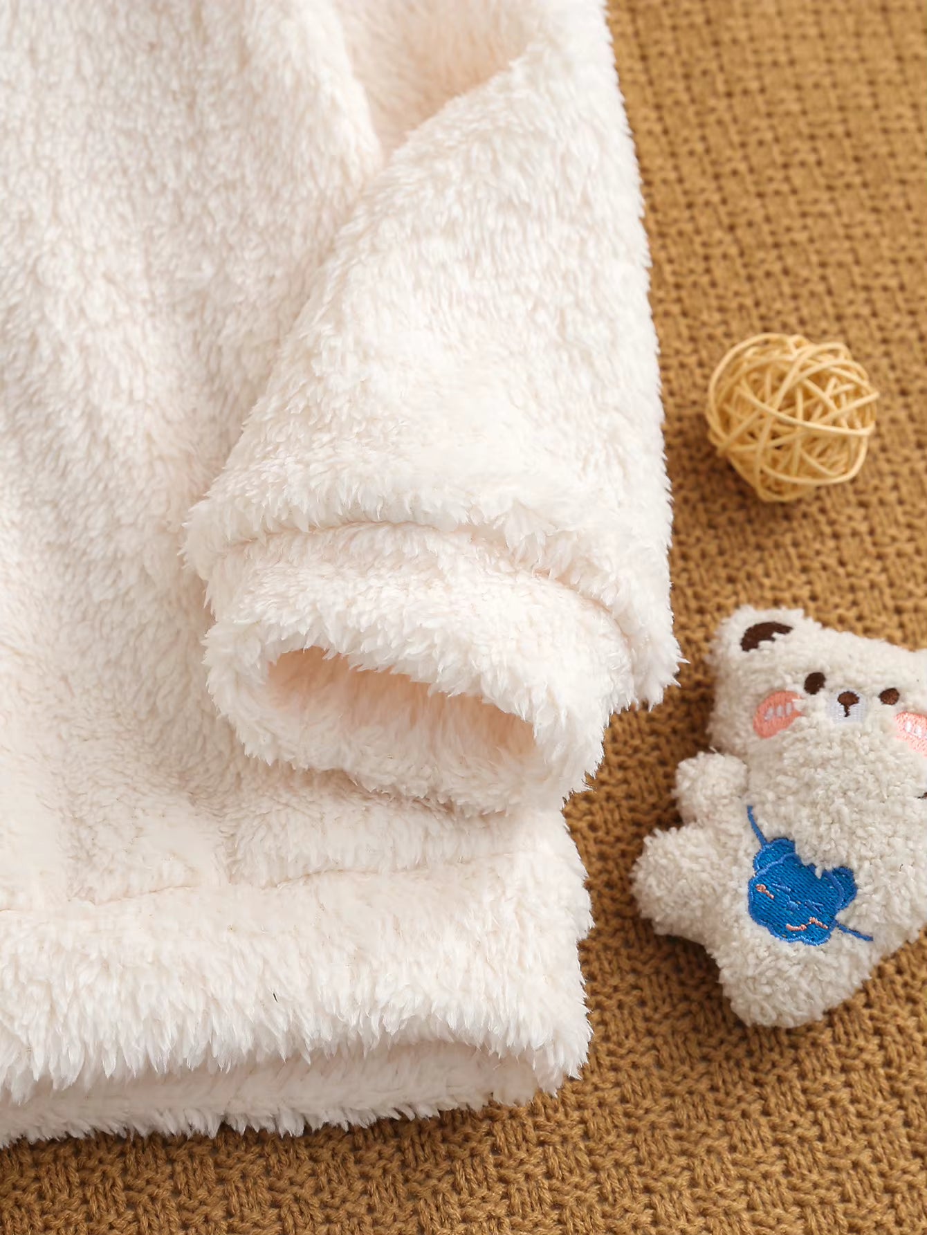 Girls Cream Fluffy Personalised Sweater