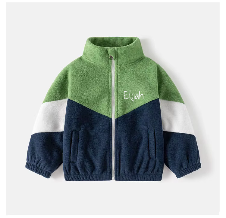 Chevron Polar Fleece personalised kids toddler jacket coat