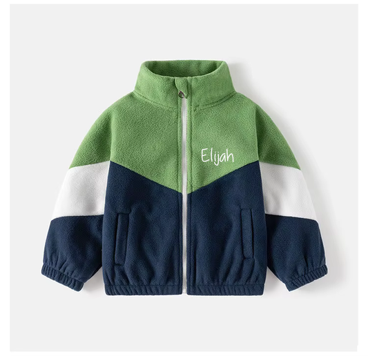 Chevron Polar Fleece personalised kids toddler jacket coat