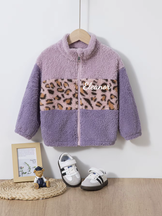 Fluffy Personalised Fleece Stripe Jacket Coat