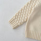 Personalised Girls Knitted Cardigan with Pineapple Sleeve Detail