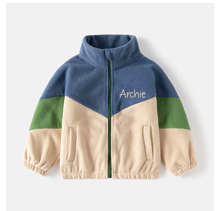 Chevron Polar Fleece personalised kids toddler jacket coat