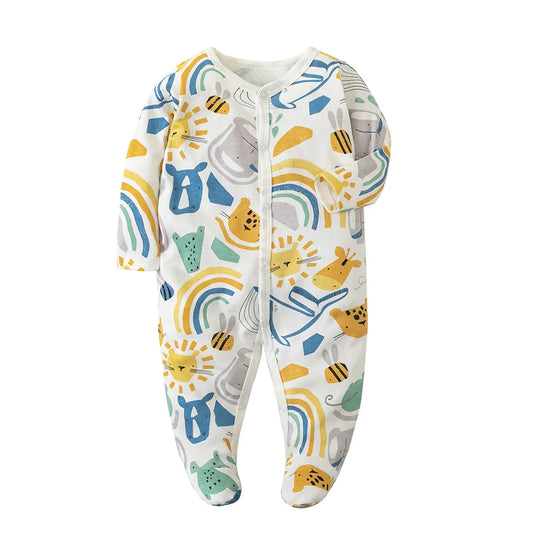 Jungle Creatures Printed baby sleepsuit - by From The Stork
