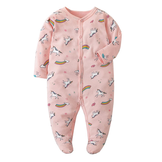 Pink Unicorn Printed baby sleepsuit - by From The Stork