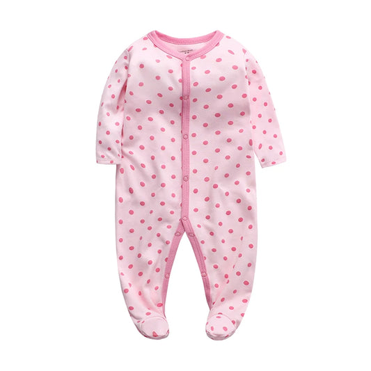 Pink Polka Printed baby sleepsuit - by From The Stork