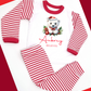 White Teddy Personalised Adults Red Stripe Pyjamas