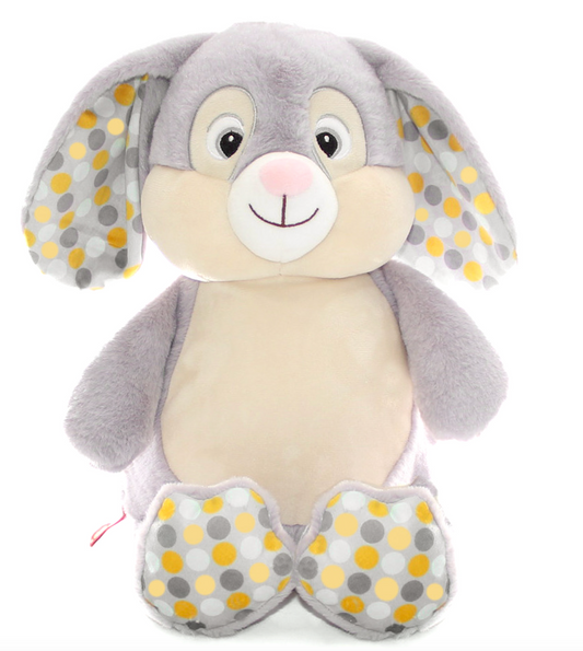 Grey Pink Bunny Polka Dot Personalised Teddy