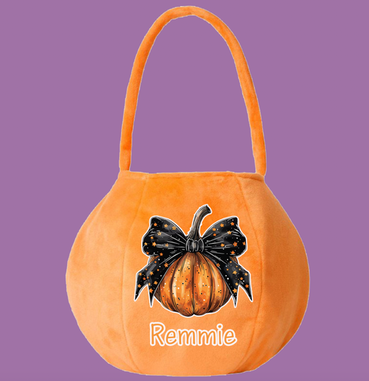 Bow Pumpkin trick or treat halloween bag