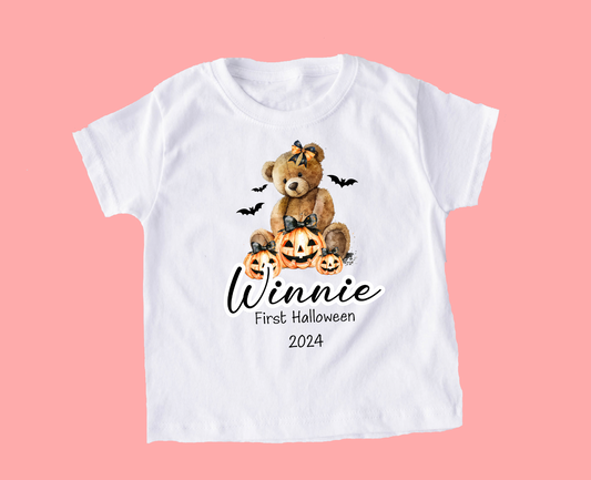 Girly Bear Halloween Personalised T-shirt