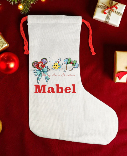 Ariel Personalised kids canvas Christmas Stocking