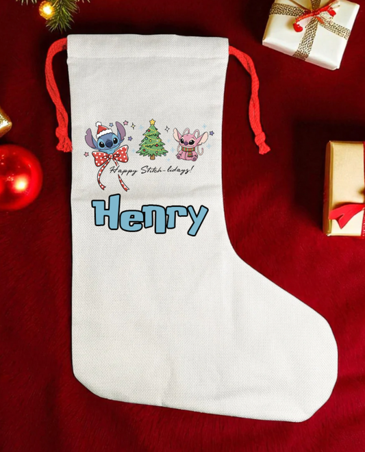 Stitch Personalised kids canvas Christmas Stocking