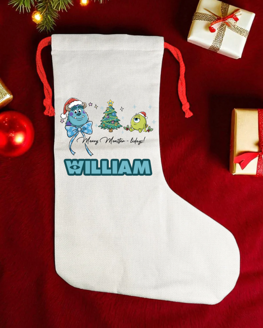Monsters Inc Personalised kids canvas Christmas Stocking