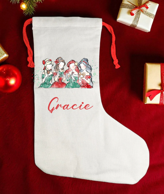 Princess Personalised kids canvas Christmas Stocking