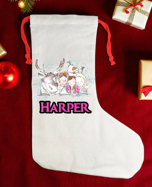 Frozen Personalised kids canvas Christmas Stocking