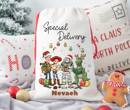 Toy Story personalised Christmas Gift present Bag/Sack Drawstring