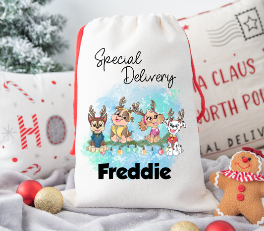 Paw Patrol personalised Christmas Gift present Bag/Sack Drawstring