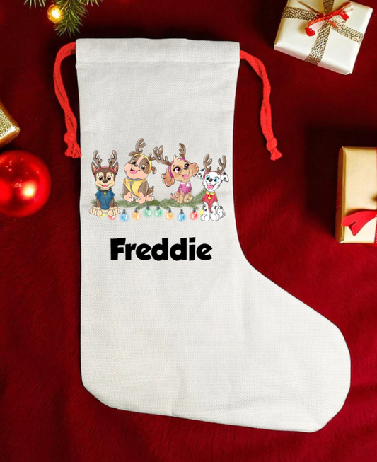Paw Patrol Personalised kids canvas Christmas Stocking