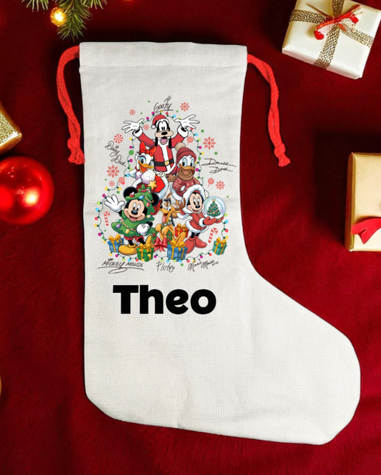 Mickey & Friends Personalised kids canvas Christmas Stocking