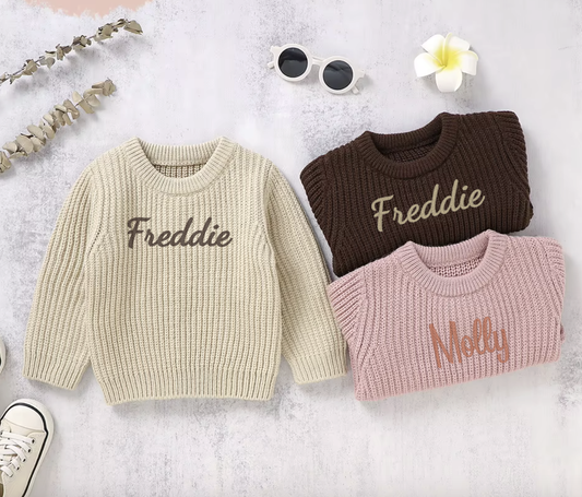 Knitted personalised kids sweater