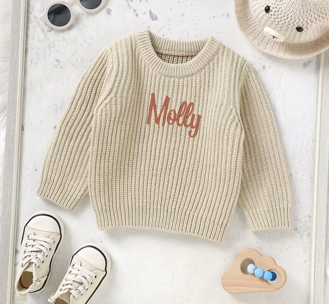 Knitted personalised kids sweater