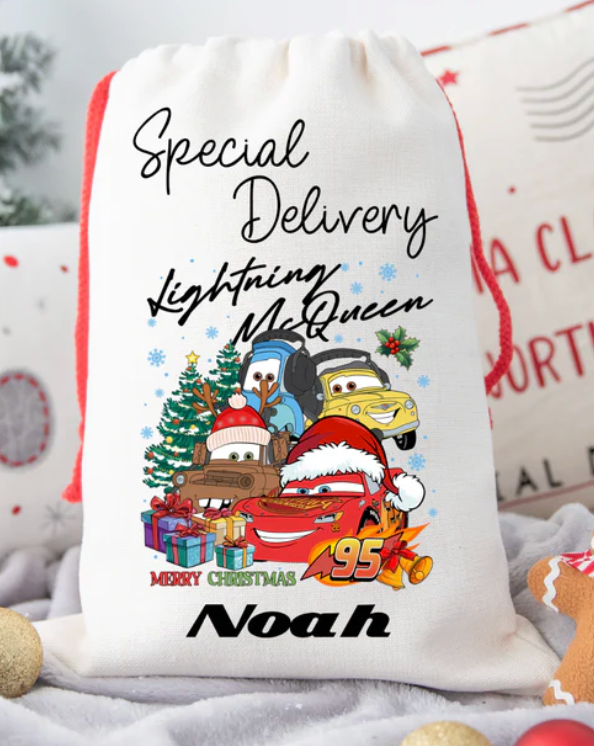 Faux Burlap personalised Christmas Gift present Bag/Sack Drawstring