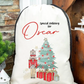 Faux Burlap personalised Christmas Gift present Bag/Sack Drawstring