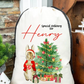 Faux Burlap personalised Christmas Gift present Bag/Sack Drawstring