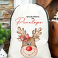 Faux Burlap personalised Christmas Gift present Bag/Sack Drawstring