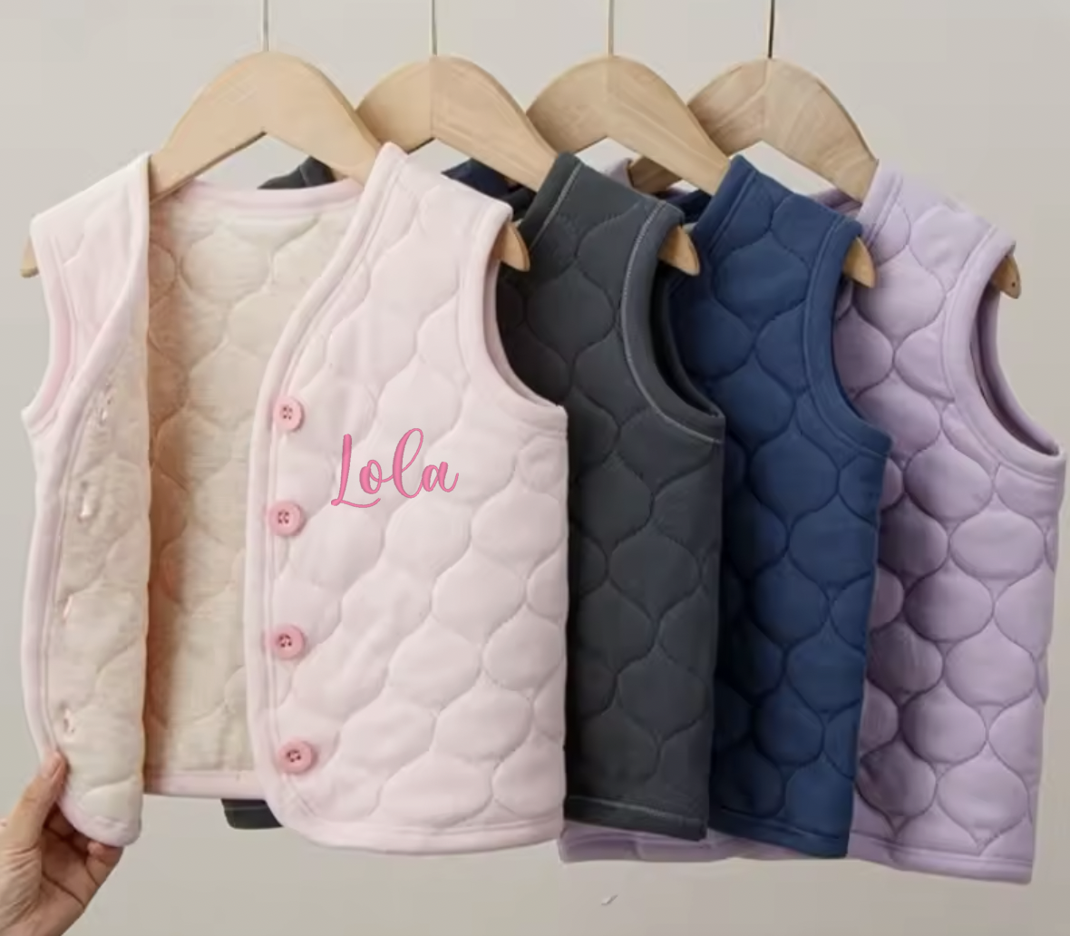 Cotton Quilted Personalised button up Gilet