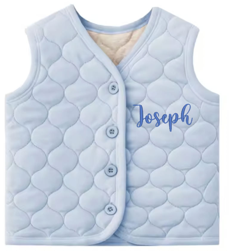 Cotton Quilted Personalised button up Gilet